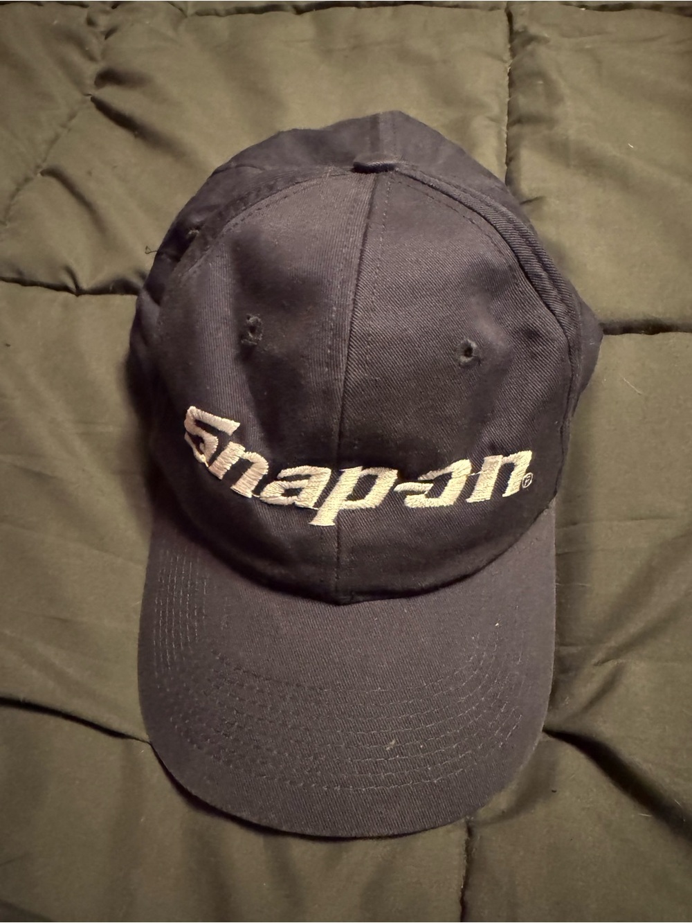 Snap-on Embroidered Logo Baseball Cap in Navy